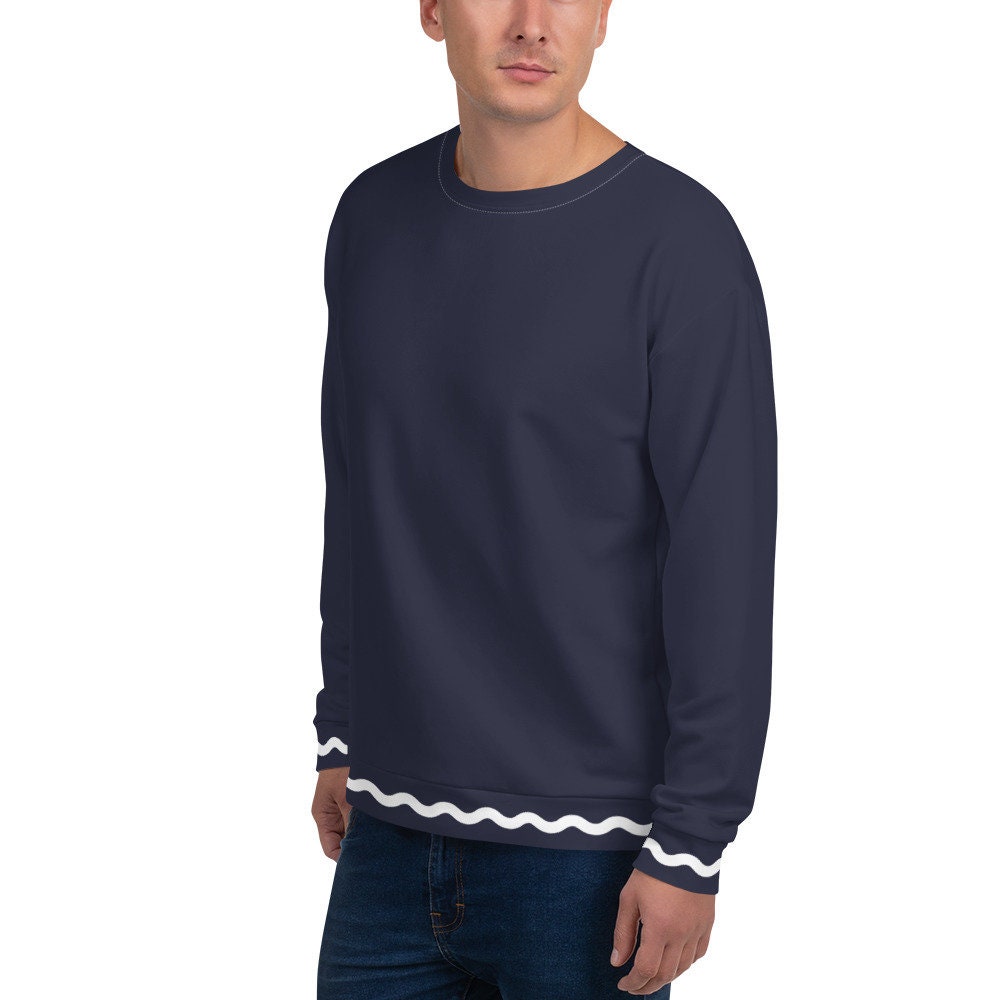 Palm Springs Navy Blue Ric Rac Stripe sweatshirt in navy by The Happy Fun Shop, photo 5 of 7