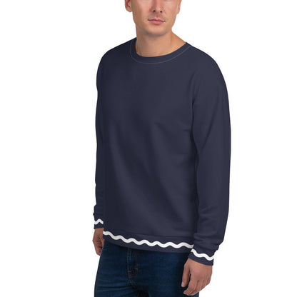 Palm Springs Navy Blue Ric Rac Stripe sweatshirt in navy by The Happy Fun Shop, photo 5 of 7