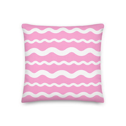 Ric Rac Coastal Preppy Stripe Pink Premium Throw Pillow