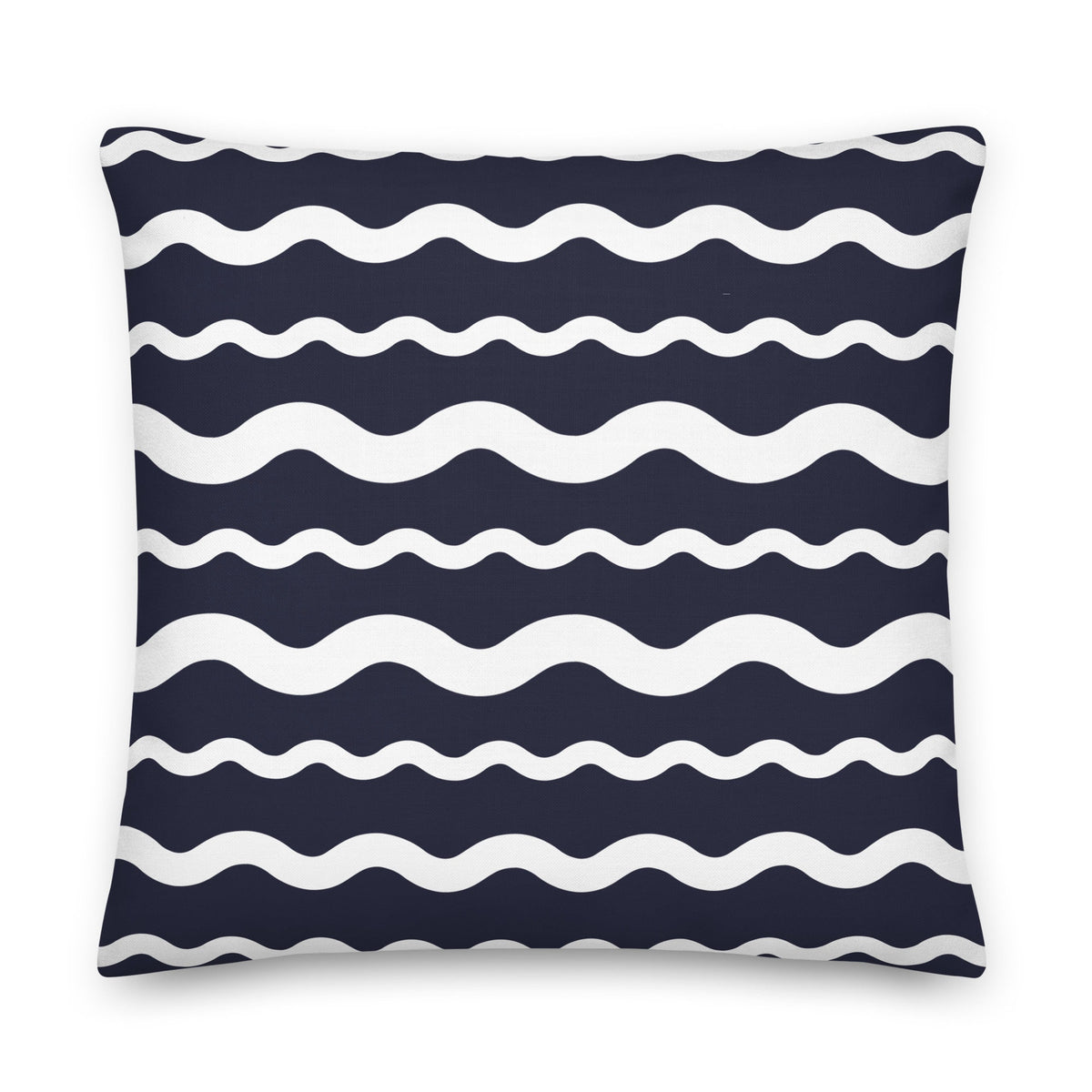 Ric Rac Stripe Navy Blue throw pillow in navy by The Happy Fun Shop, photo 1 of 6