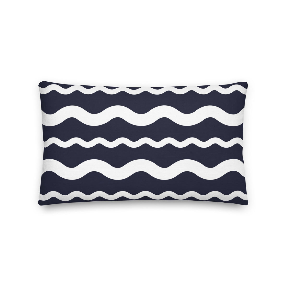 Ric Rac Stripe Navy Blue throw pillow in navy by The Happy Fun Shop, photo 3 of 6