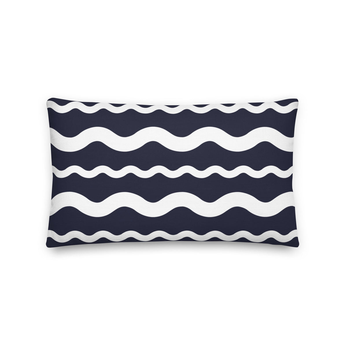 Ric Rac Stripe Navy Blue throw pillow in navy by The Happy Fun Shop, photo 4 of 6