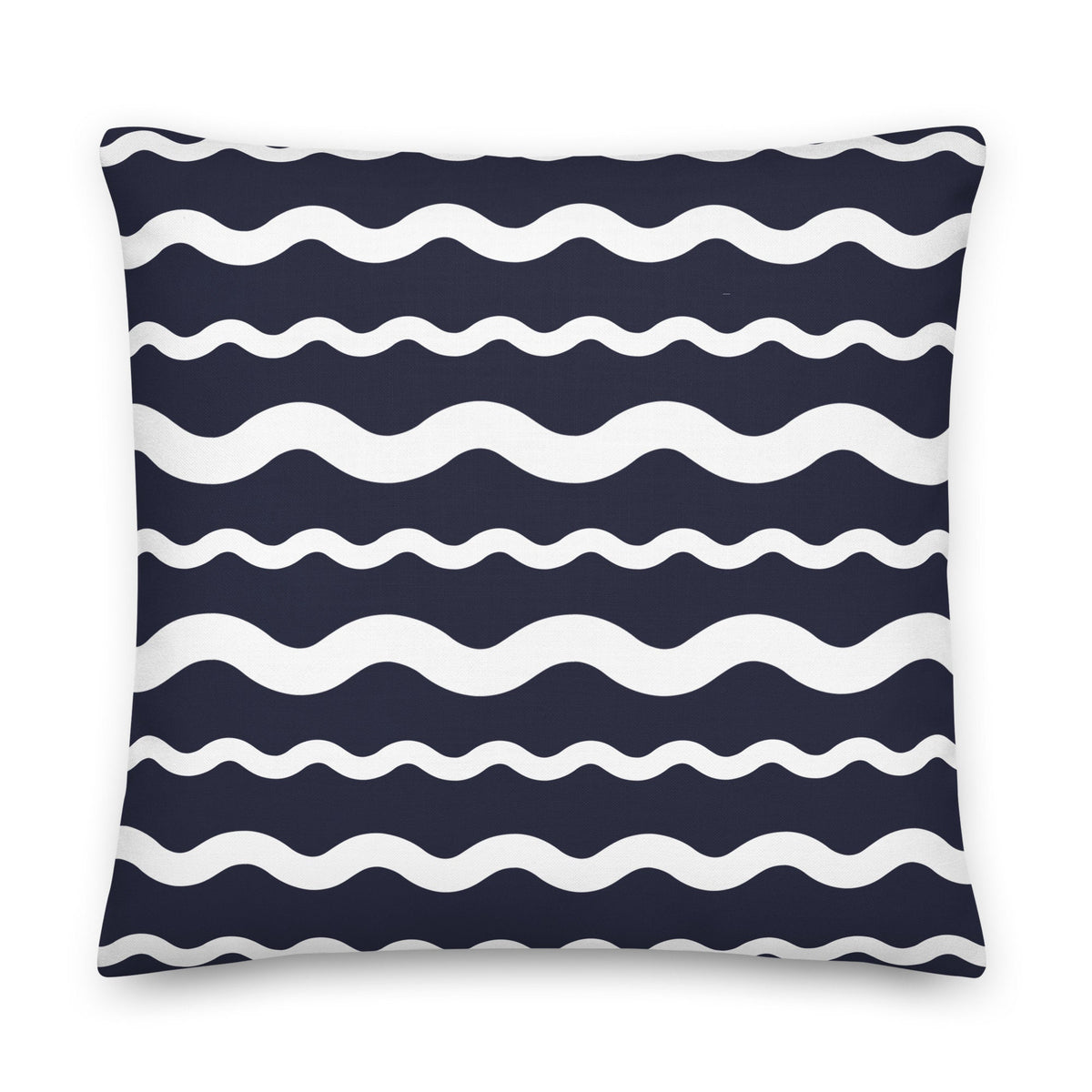 Ric Rac Stripe Navy Blue throw pillow in navy by The Happy Fun Shop, photo 2 of 6