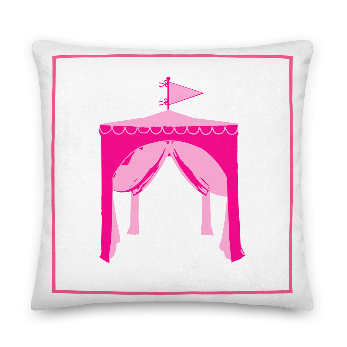 Happy Fun Cabana Pink Preppy Coastal Premium Pillow
