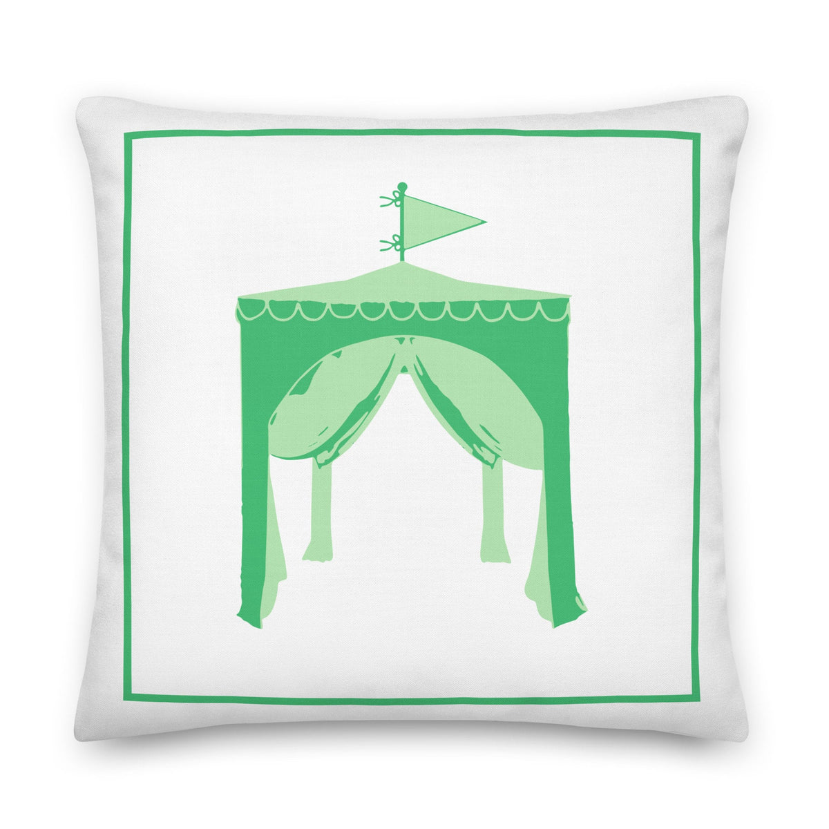 Happy Fun Cabana Green Preppy Coastal Premium Pillow