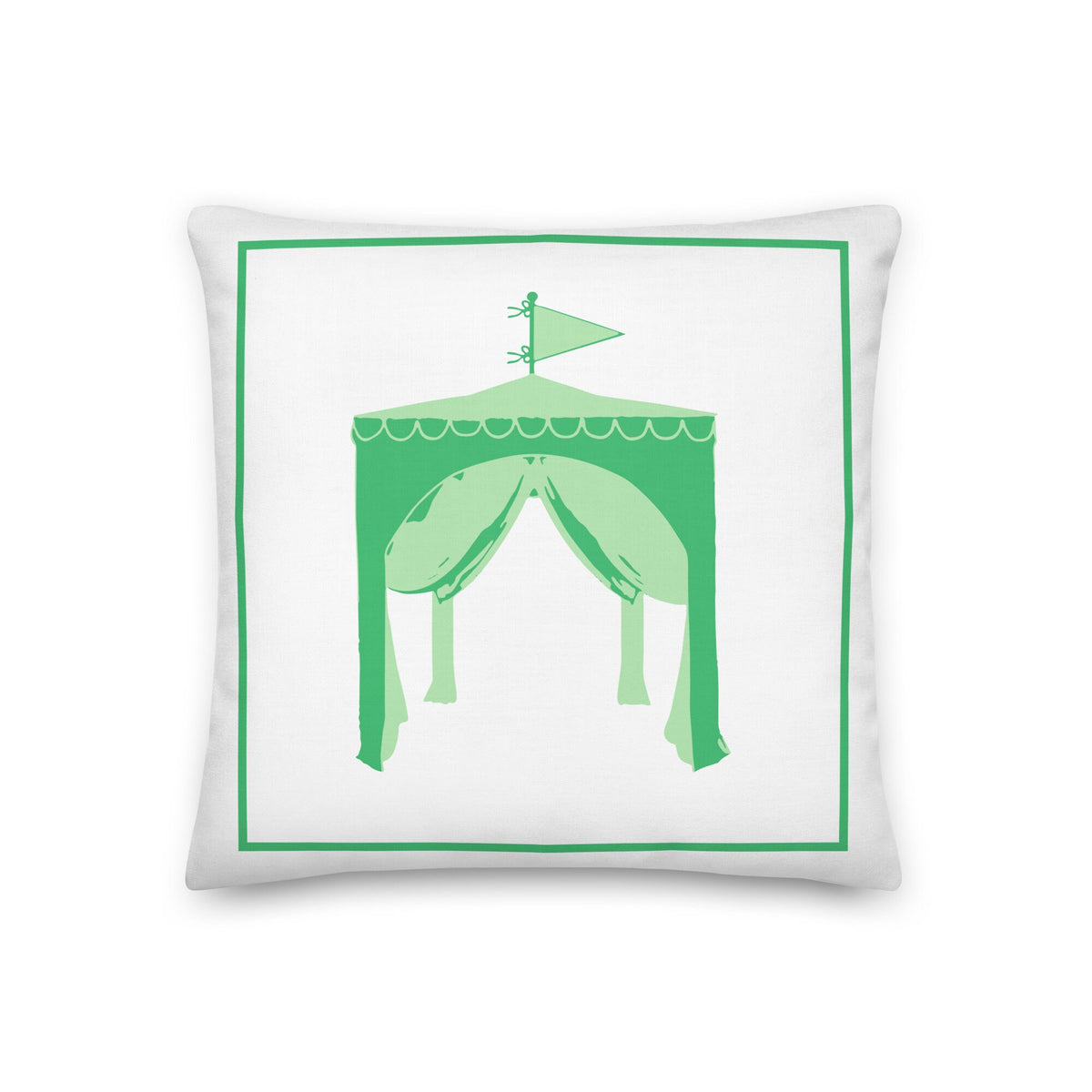 Happy Fun Cabana Green Preppy Coastal Premium Pillow