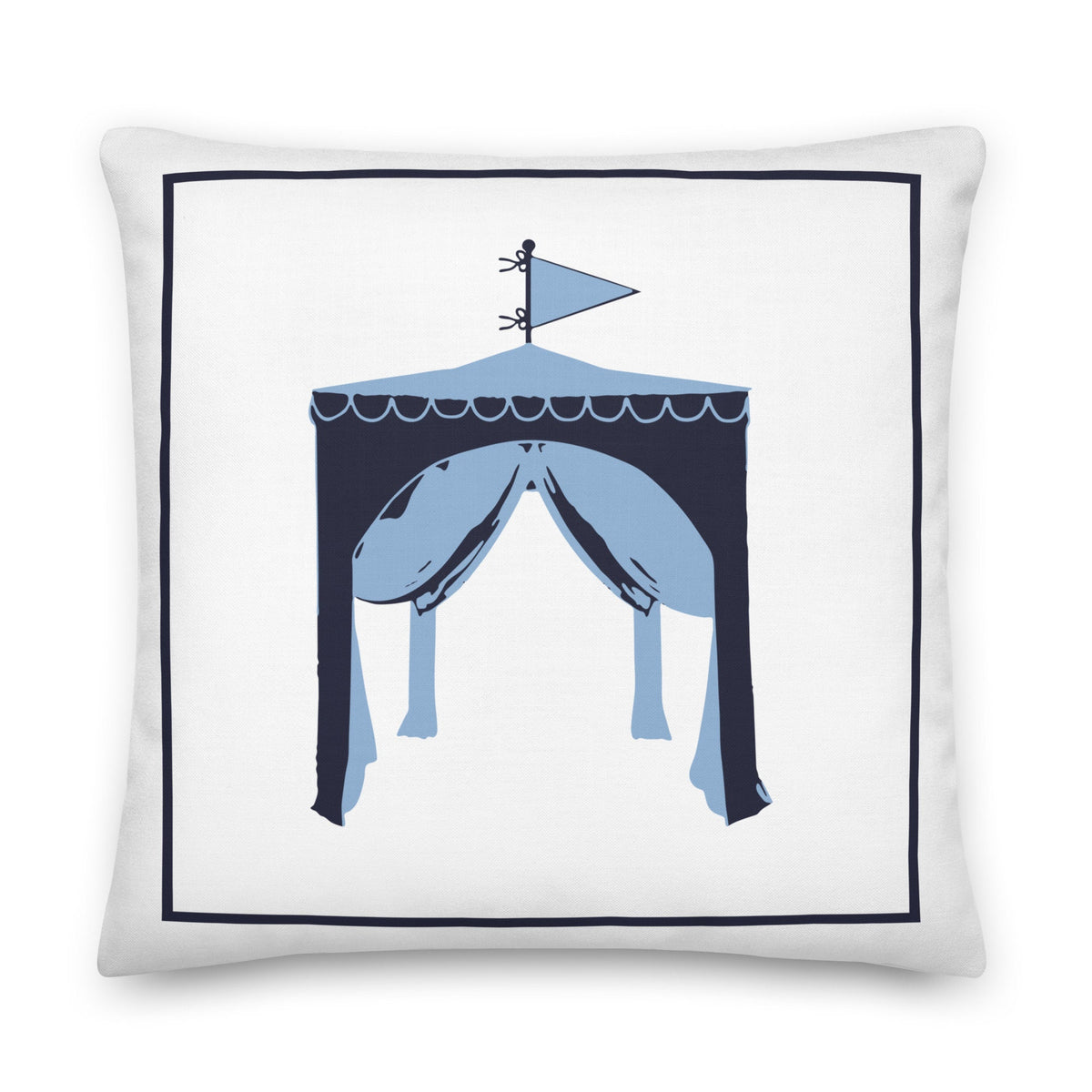 Happy Fun Cabana Navy Blue Preppy Coastal Premium Pillow