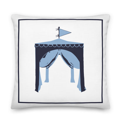 Happy Fun Cabana Navy Blue Preppy Coastal Premium Pillow