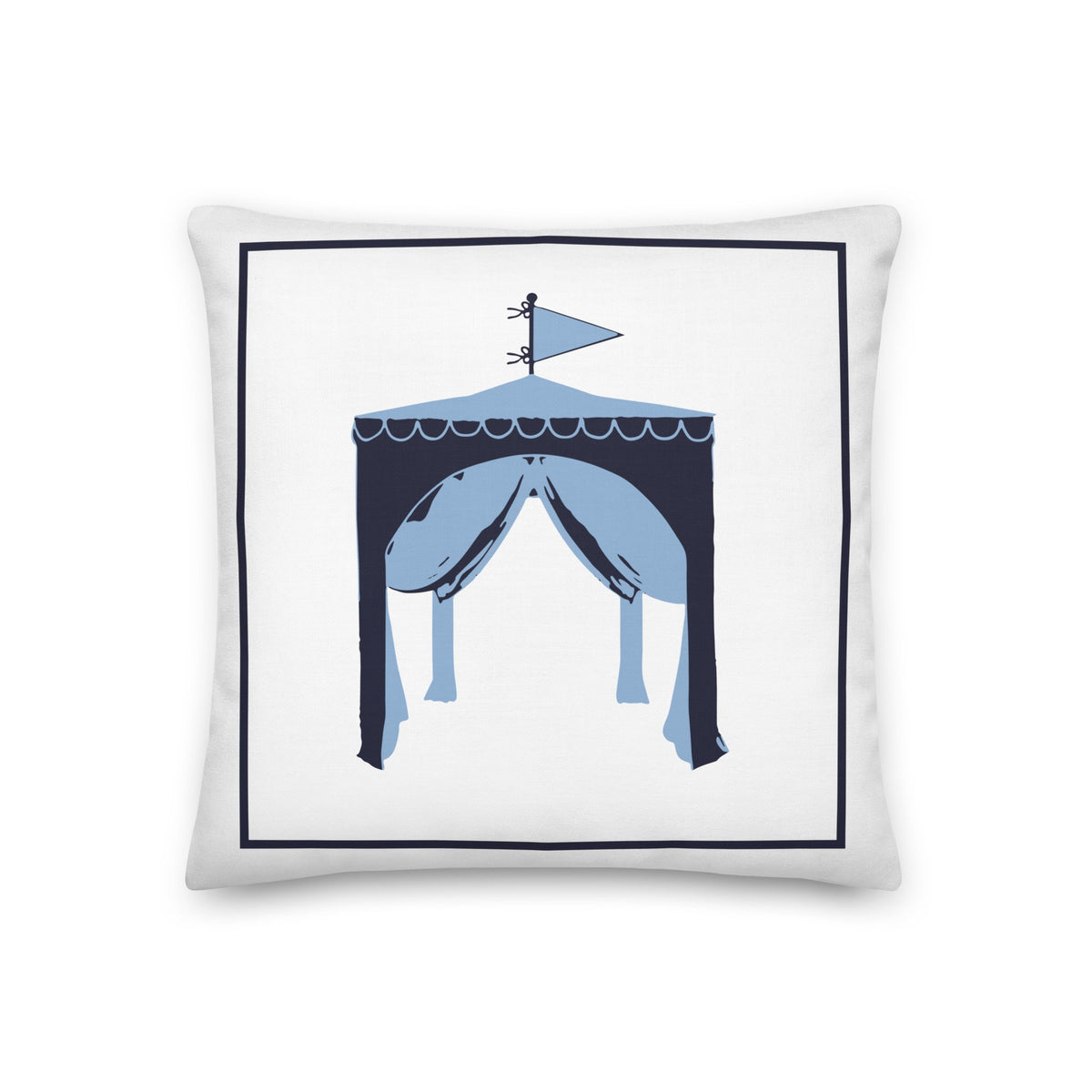 Happy Fun Cabana Navy Blue Preppy Coastal Premium Pillow