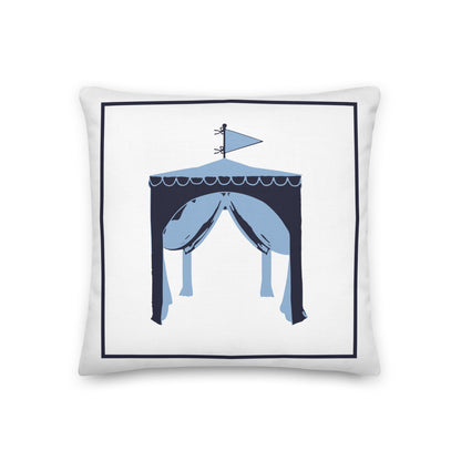 Happy Fun Cabana Navy Blue Preppy Coastal Premium Pillow