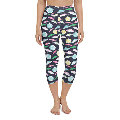 Beach Umbrella Party Navy Coastal Preppy Yoga Capri Leggings