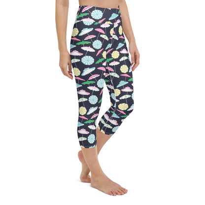 Beach Umbrella Party Navy Coastal Preppy Yoga Capri Leggings