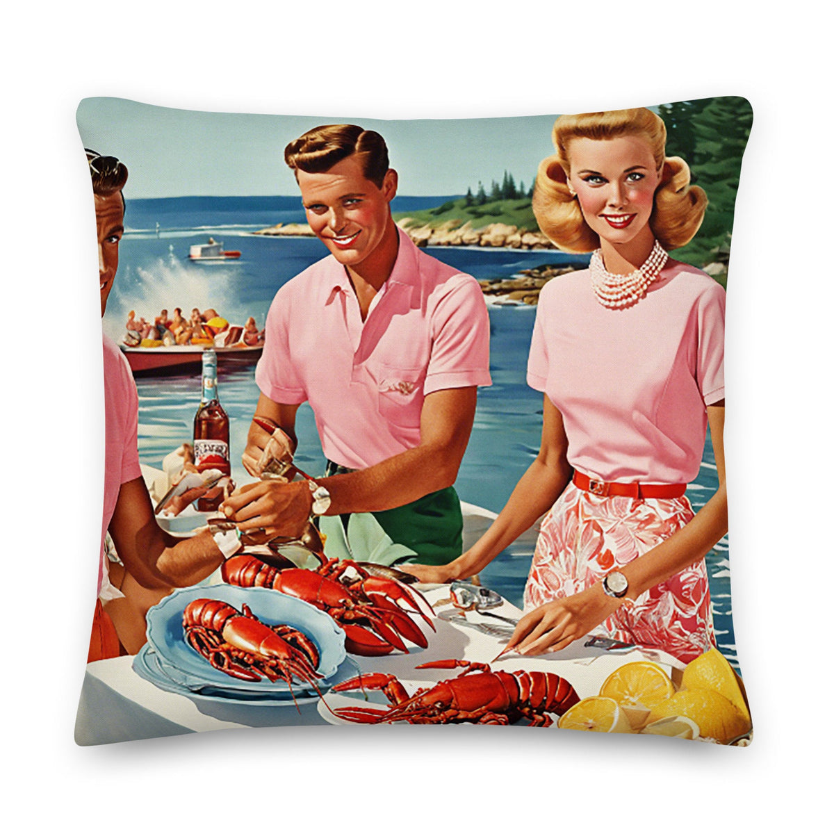 Hyannis Harbor Clambake Coastal Preppy Premium Pillow