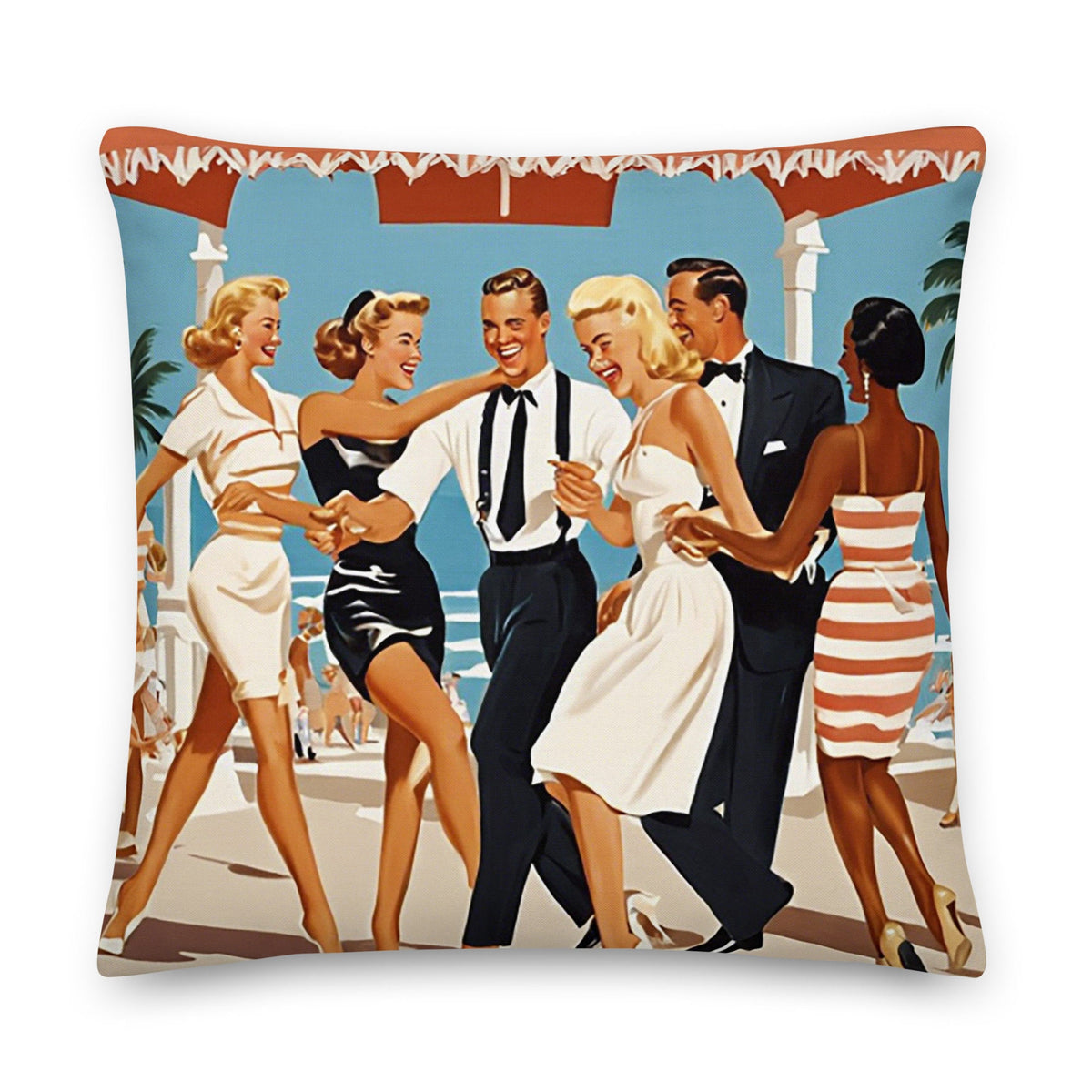 Harbour Town Twist throw pillow in red by The Happy Fun Shop, photo 2 of 2