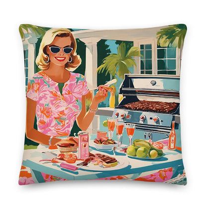 Charleston BBQ Girl Coastal Preppy Premium Pillow