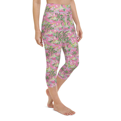 Palm Beach Tiki Hut Coastal Preppy Yoga Capri Leggings