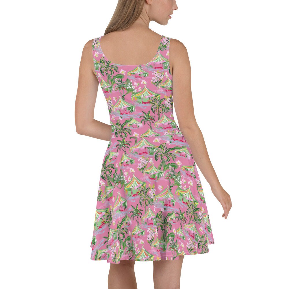 Palm Beach Tiki Hut Coastal Preppy Skater Dress