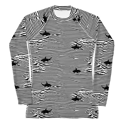Chatham Great White Shark Stripe rash guard in white and black by The Happy Fun Shop, photo 1 of 5