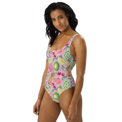 Palm Beach Fruit Bowl Coastal Preppy One-Piece Swimsuit