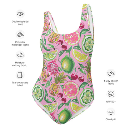 Palm Beach Fruit Bowl Coastal Preppy One-Piece Swimsuit