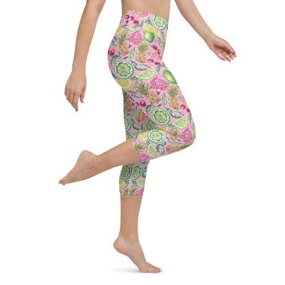 Palm Beach Fruit Bowl Coastal Preppy Yoga Capri Leggings