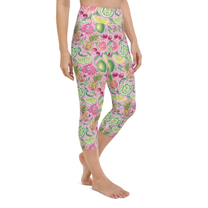 Palm Beach Fruit Bowl Coastal Preppy Yoga Capri Leggings