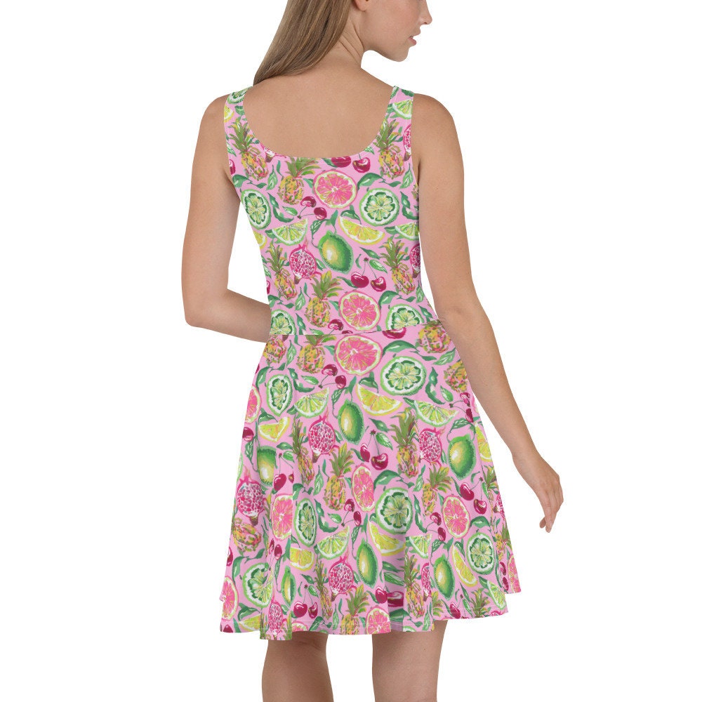 Palm Beach Fruit Bowl Coastal Preppy Skater Dress
