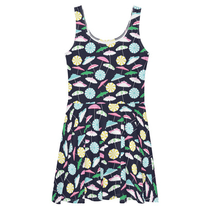 Beach Umbrella Party skater dress in pink and navy by The Happy Fun Shop, photo 8 of 10