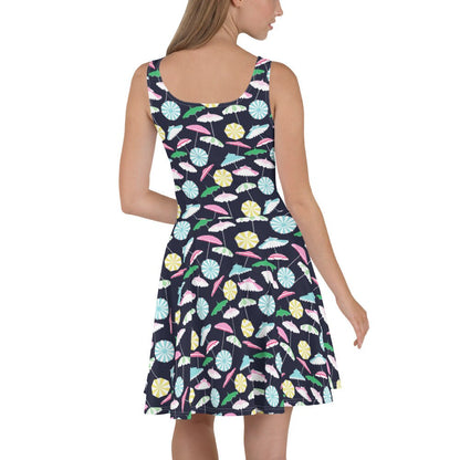 Beach Umbrella Party skater dress in pink and navy by The Happy Fun Shop, photo 7 of 10