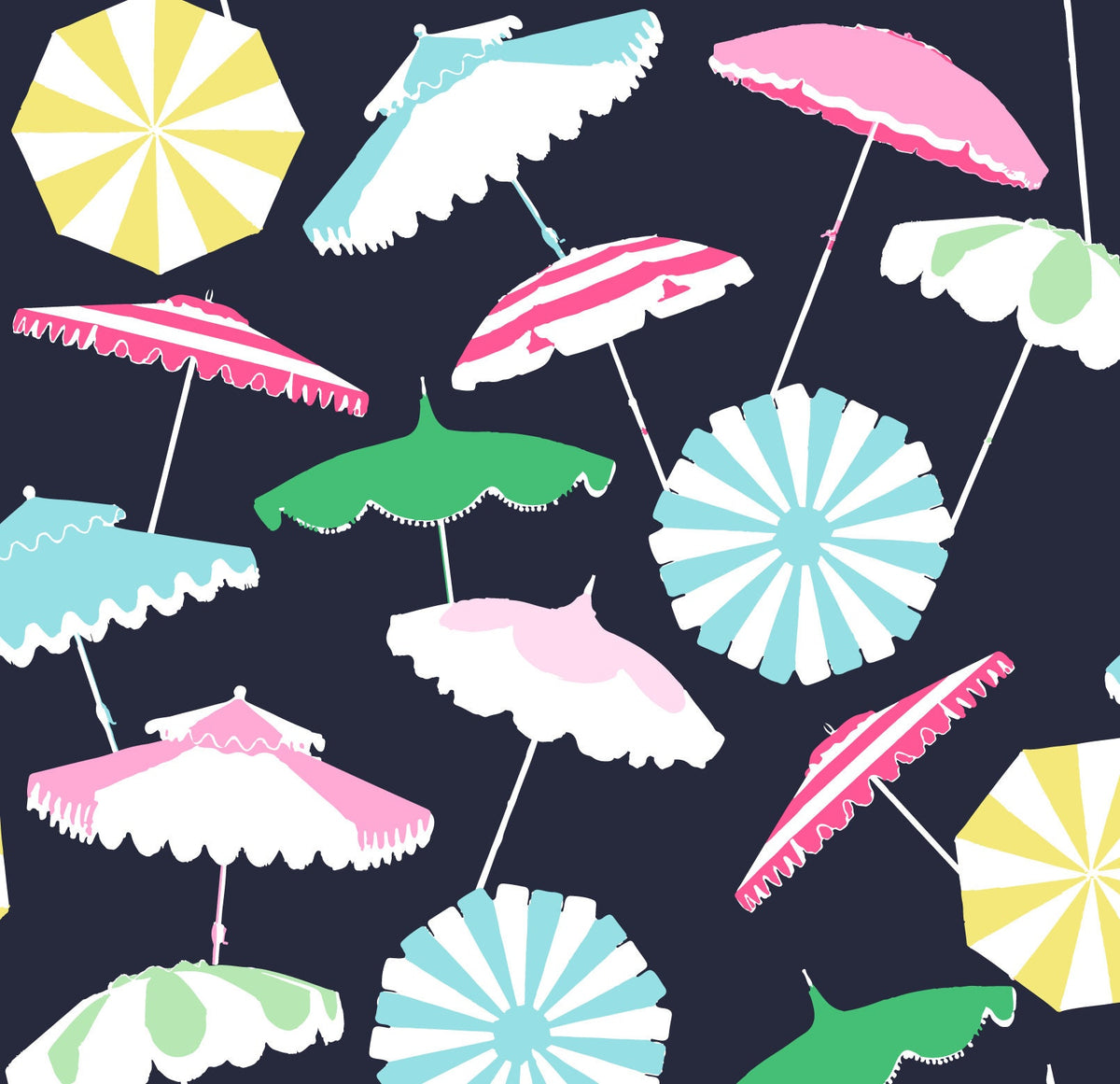 Beach Umbrella Party skater dress in pink and navy by The Happy Fun Shop, photo 5 of 10