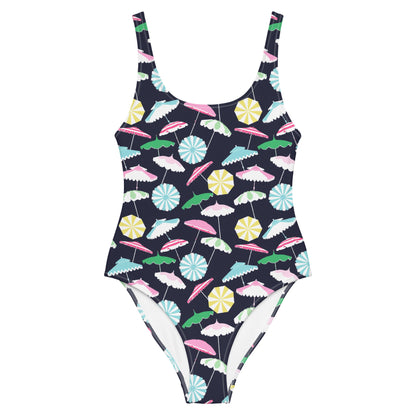 Beach Umbrella Party Coastal Preppy One-Piece Swimsuit