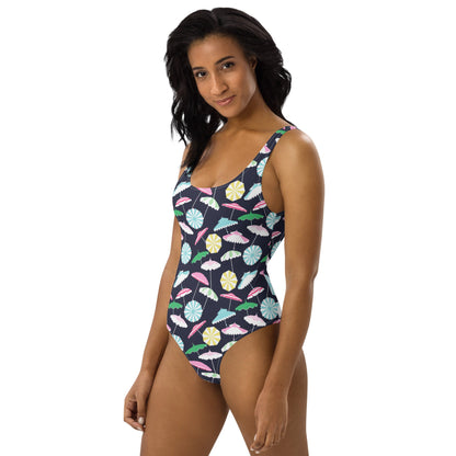 Beach Umbrella Party Coastal Preppy One-Piece Swimsuit