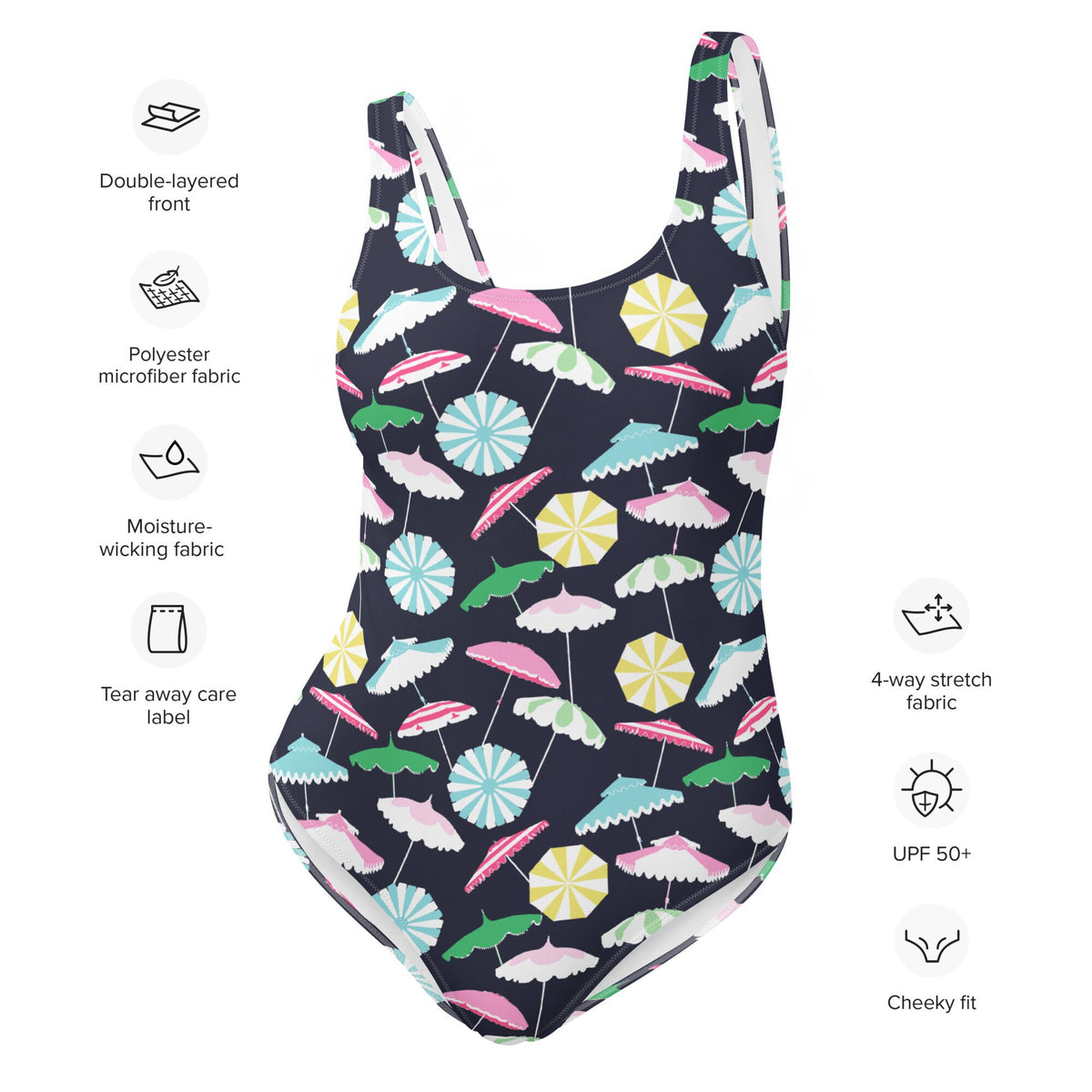 Beach Umbrella Party Coastal Preppy One-Piece Swimsuit