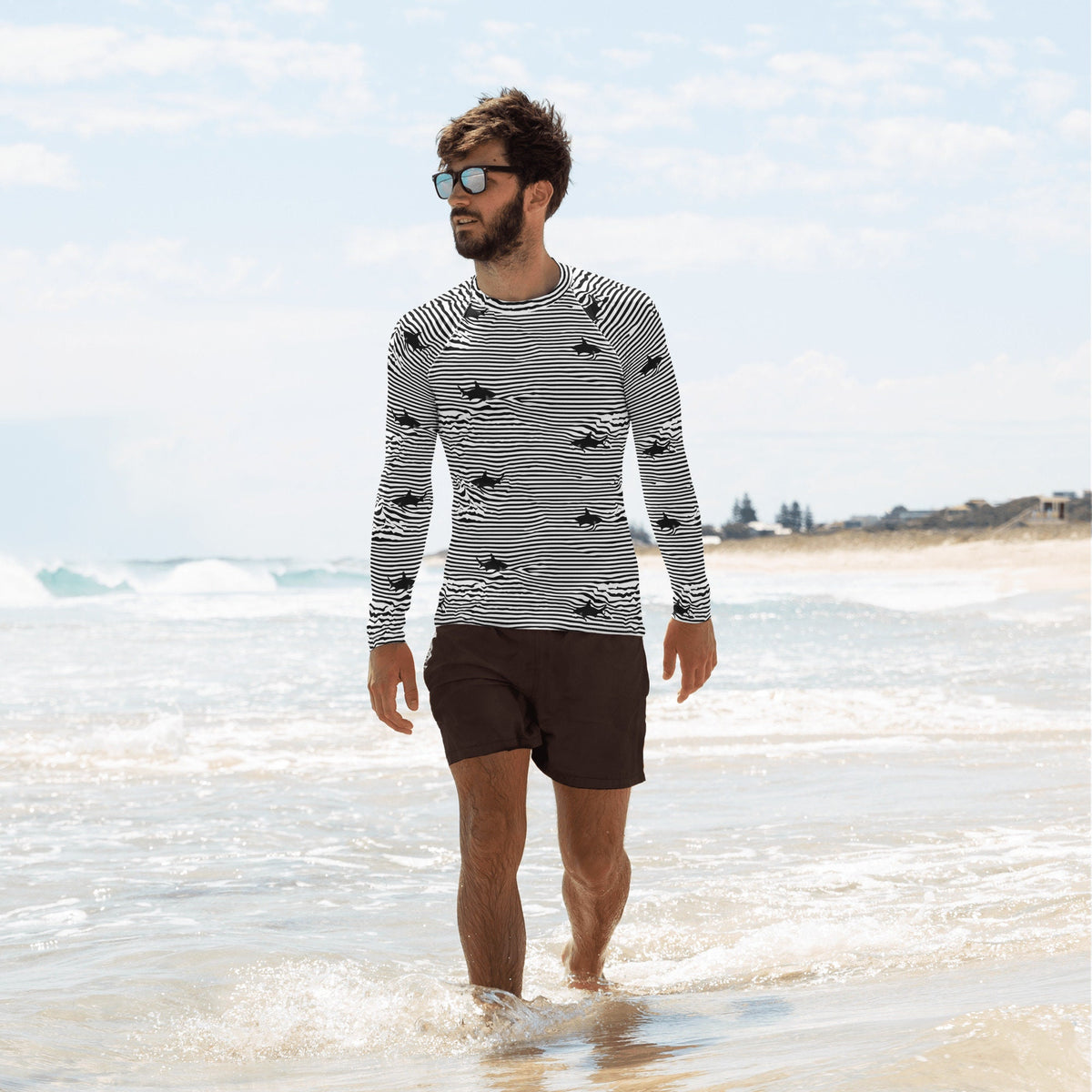 Chatham Great White Shark Stripe Men's Rash Guard UPF 50+