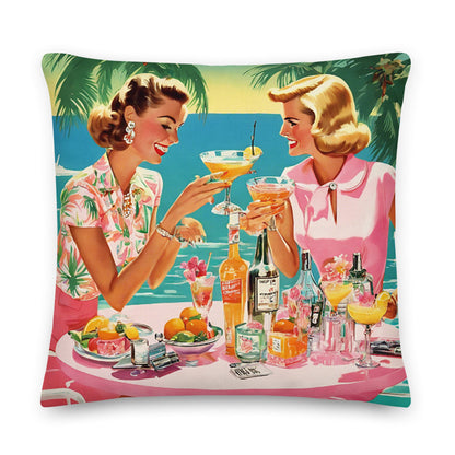 Palm Beach Cocktail Girls Coastal Preppy Premium Pillow
