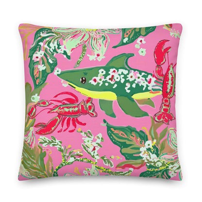 South Carolina Shark Party Coastal Preppy Premium Pillow