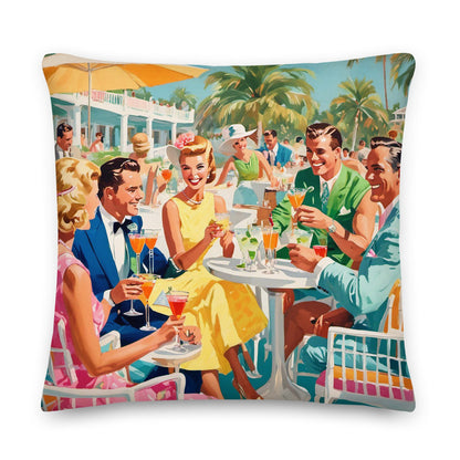 Palm Beach Cocktails with Friends Coastal Preppy Premium Pillow
