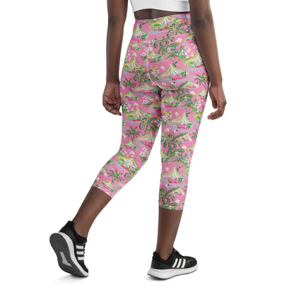 Palm Beach Tiki Hut Coastal Preppy Yoga Capri Leggings