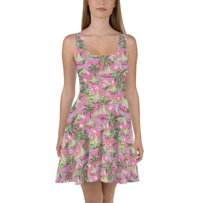 Palm Beach Tiki Hut Coastal Preppy Skater Dress