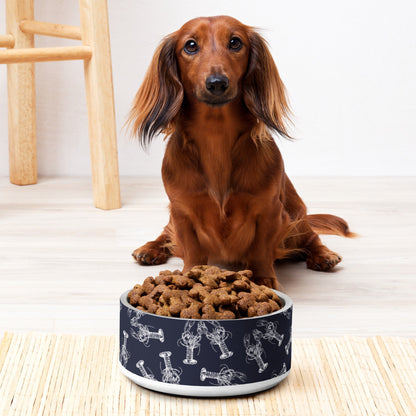 Nauti Love Lobster Coastal Preppy Pet bowl