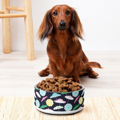 Beach Umbrella Party Coastal Preppy Pet bowl