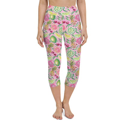 Palm Beach Fruit Bowl Coastal Preppy Yoga Capri Leggings