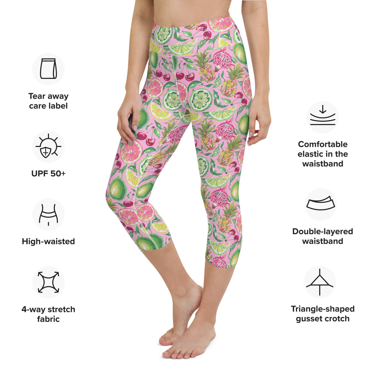 Palm Beach Fruit Bowl Coastal Preppy Yoga Capri Leggings