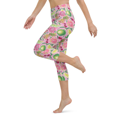 Palm Beach Fruit Bowl Coastal Preppy Yoga Capri Leggings