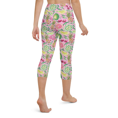 Palm Beach Fruit Bowl Coastal Preppy Yoga Capri Leggings
