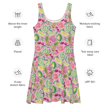 Palm Beach Fruit Bowl Coastal Preppy Skater Dress