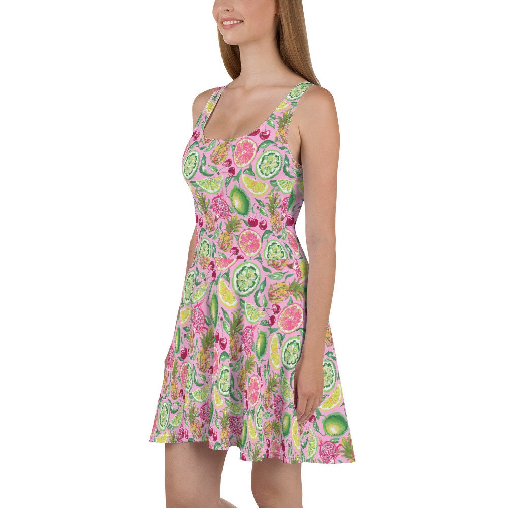 Palm Beach Fruit Bowl Coastal Preppy Skater Dress