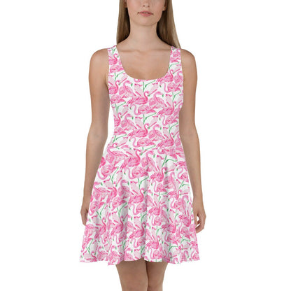 Palm Springs Flamingo skater dress in pink by The Happy Fun Shop, photo 3 of 9