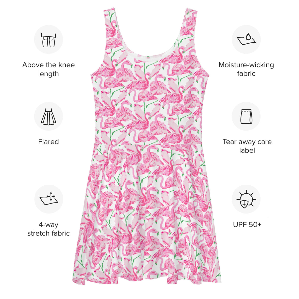 Palm Springs Flamingo skater dress in pink by The Happy Fun Shop, photo 8 of 9