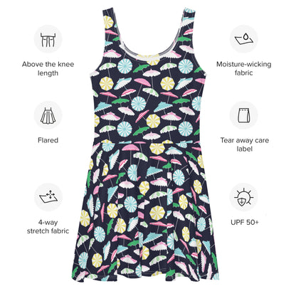 Beach Umbrella Party skater dress in pink and navy by The Happy Fun Shop, photo 9 of 10